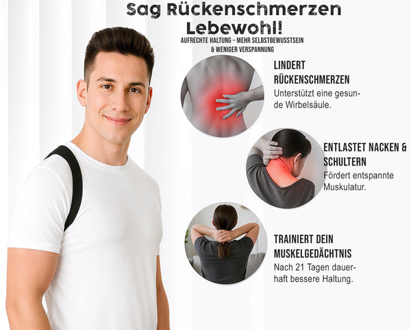 BLACKROX Rückenstabilisator Black Haltungskorrektur | Rücken Geradehalter Haltungstrainer Rückenstütze Posture Corrector