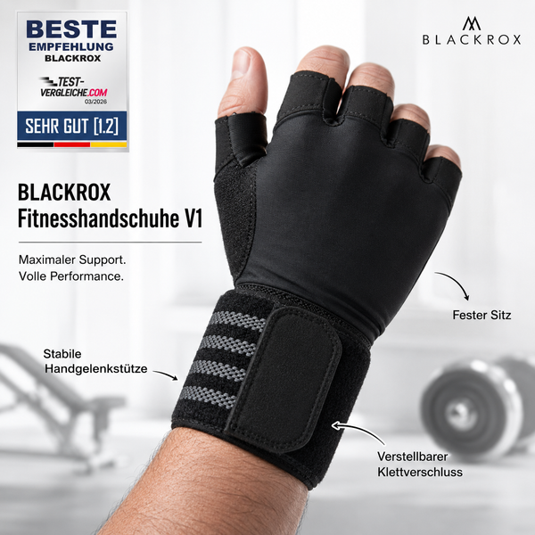 BLACKROX Fitnesshandschuhe V1 Training Gym Kraftsport – Detailansicht