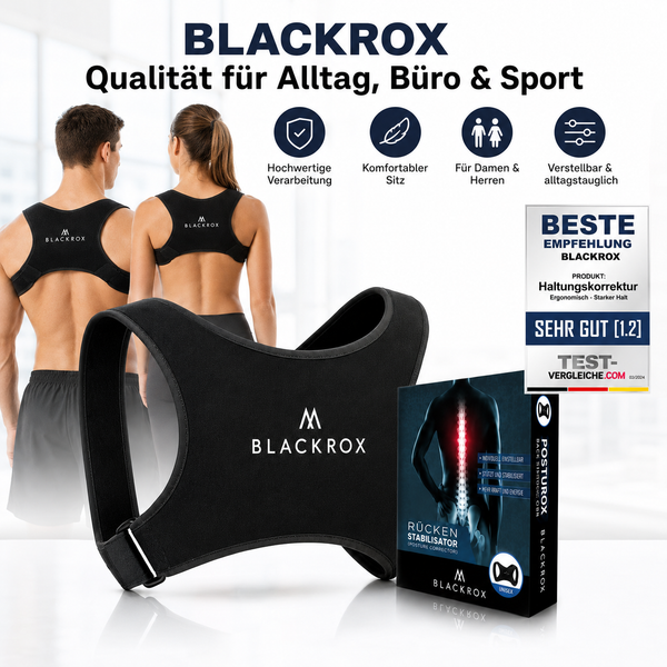 BLACKROX POSTUROX V1 Rücken-Geradehalter Schwarz Haltungskorrektur – Produktvorteile