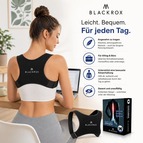 BLACKROX POSTUROX V1 Rücken-Geradehalter Schwarz Haltungskorrektur – Anwendung