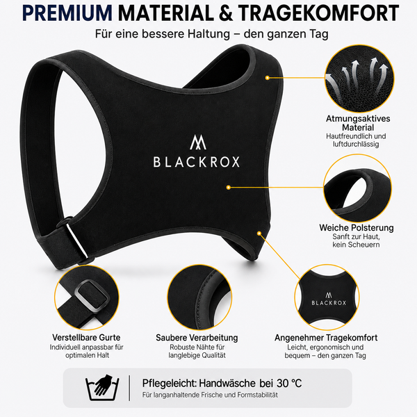 BLACKROX POSTUROX V1 Rücken-Geradehalter Schwarz Haltungskorrektur – Material