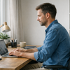 Aufgeraeumter Arbeitsplatz zuhause