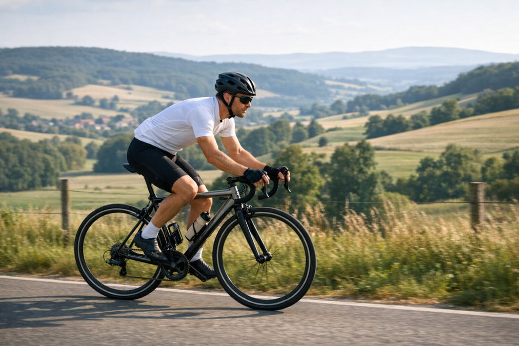 Rennradfahrer auf einer Landstrasse