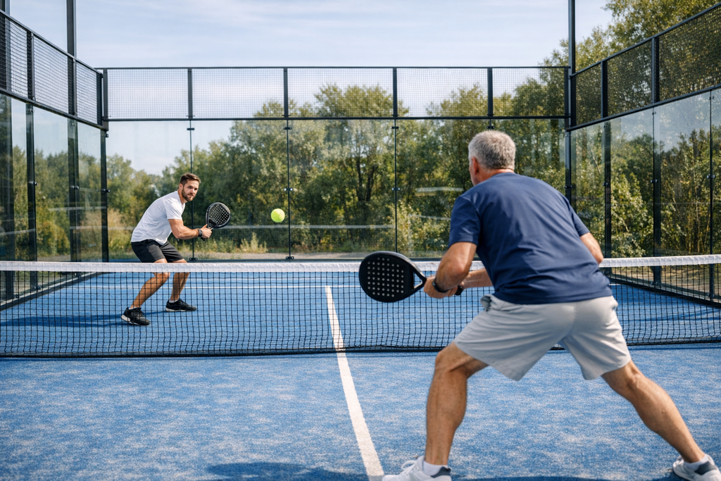 Padel-Court mit Glaswaenden