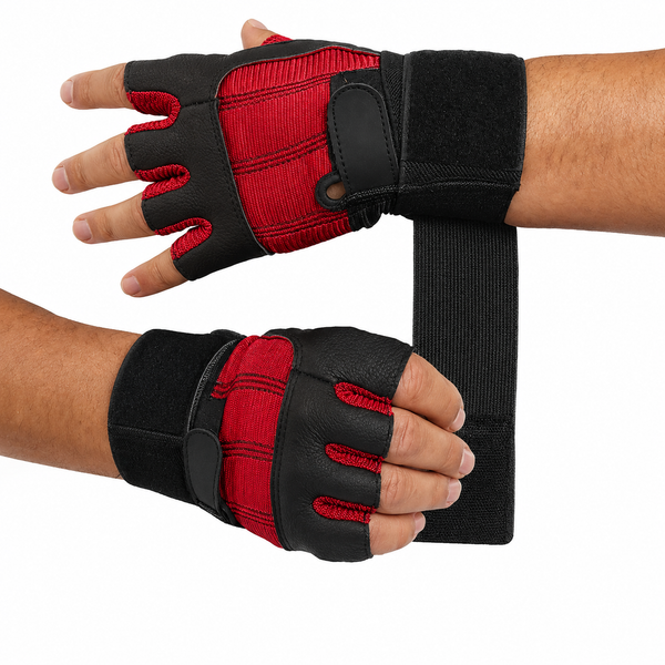 BLACKROX Boston V3 Fitnesshandschuhe – Echtes Leder Trainingshandschuhe Gym – Rot