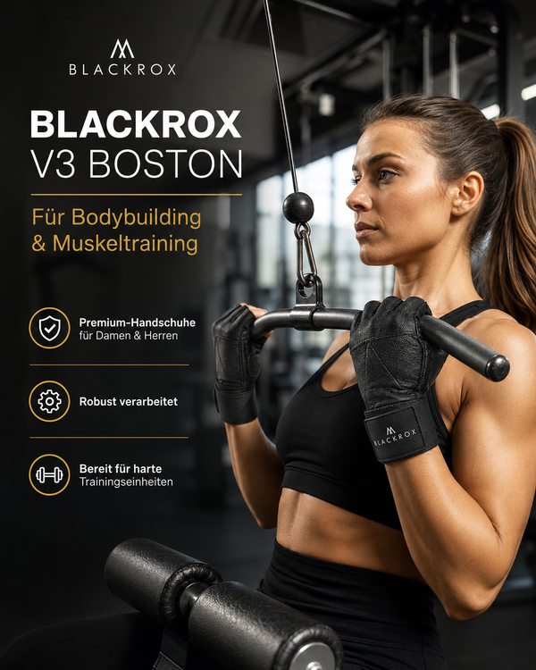 BLACKROX Boston V3 Fitnesshandschuhe – Echtes Leder Trainingshandschuhe Gym – Am Kabelzug