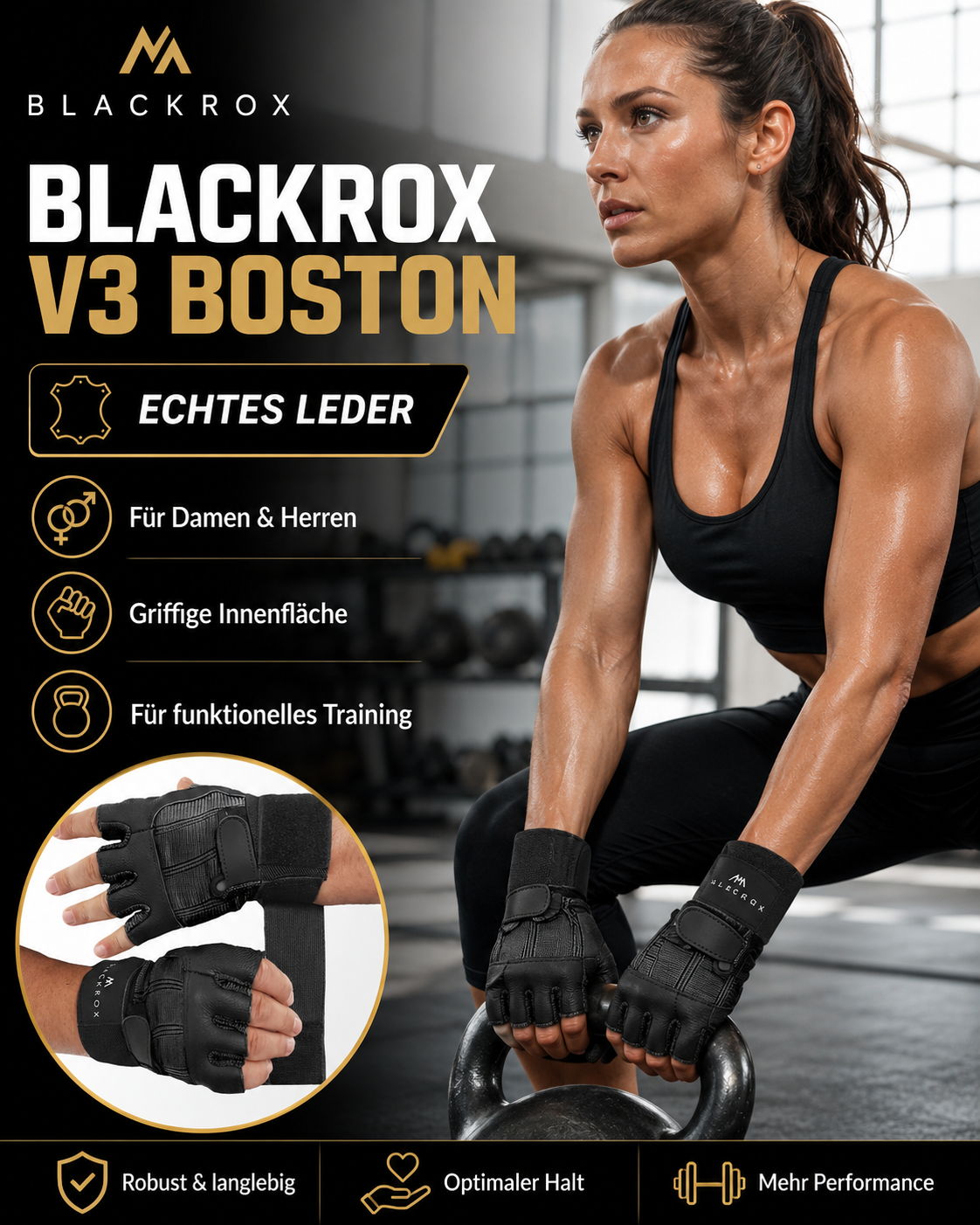 BLACKROX Fitnesshandschuhe V3 Grün / M