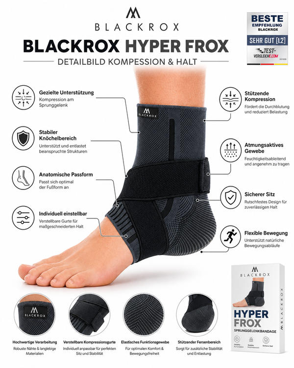 BLACKROX HYPER FROX Sprunggelenkbandage Sport Fußgelenkstütze – Stabilisierung