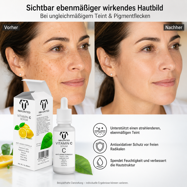 ROXUNITED Vitamin C Serum 30ml Gesicht Anti-Aging Aufhellend – Hautpflege