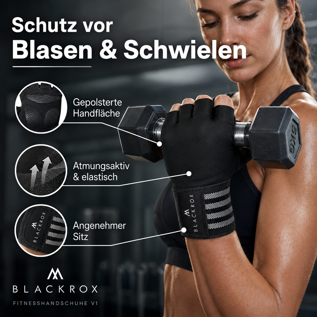 BLACKROX Fitnesshandschuhe V1 Weiß / L