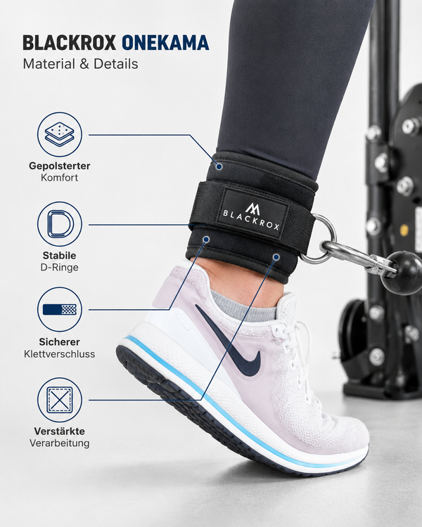 BLACKROX ONEKAMA Fußschlaufen Kabelzug Beintraining Fitness – Nahaufnahme
