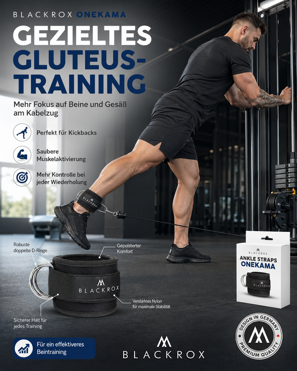 BLACKROX ONEKAMA Fußschlaufen Kabelzug Beintraining Fitness – Detail D-Ring
