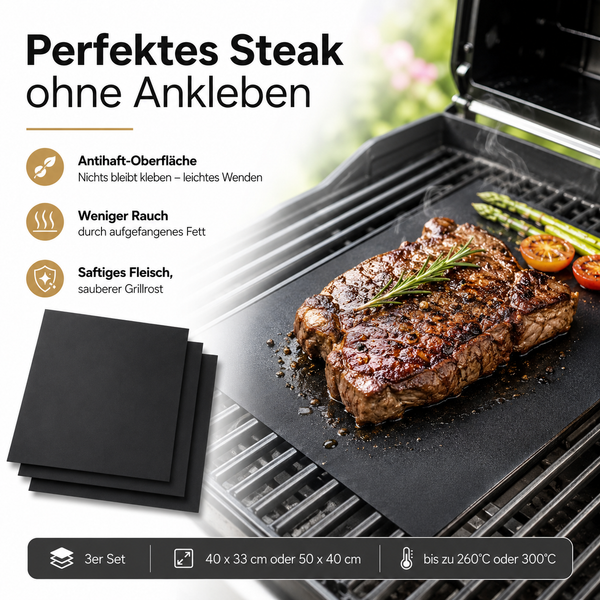 BLACKROX BBQROX Grillmatten Antihaft 3er Set Wiederverwendbar – Einsatzbereich