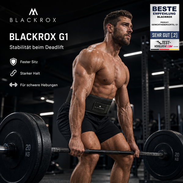 BLACKROX G1 Gewichthebergürtel – Kraftsport Trainingsgürtel – Stabilität beim Deadlift