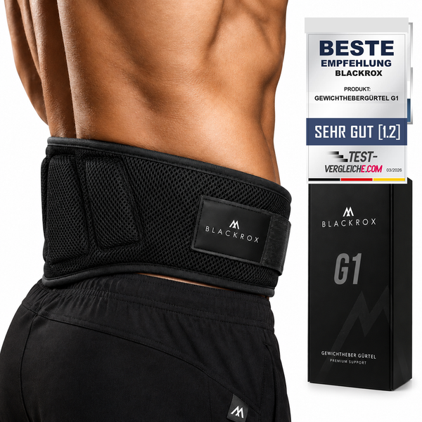 BLACKROX G1 Gewichthebergürtel – Kraftsport Trainingsgürtel – Schwarz