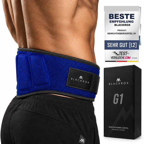 BLACKROX G1 Gewichthebergürtel – Kraftsport Trainingsgürtel – Blau