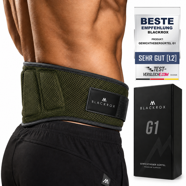 BLACKROX G1 Gewichthebergürtel – Kraftsport Trainingsgürtel – Militärgrün