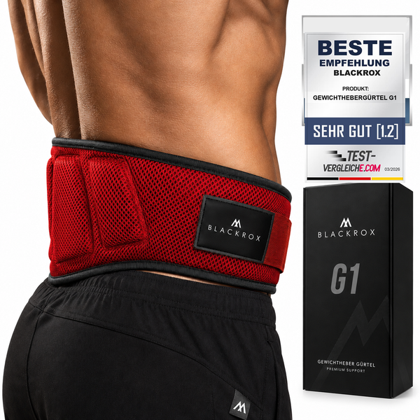 BLACKROX G1 Gewichthebergürtel – Kraftsport Trainingsgürtel – Rot