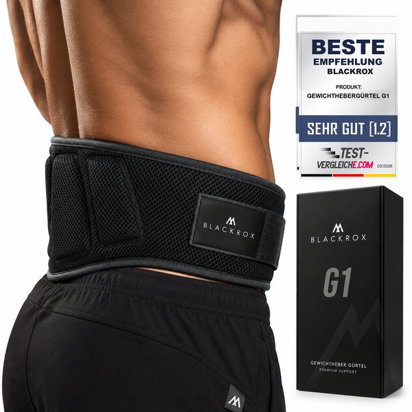 BLACKROX G1 Gewichthebergürtel – Kraftsport Trainingsgürtel – Schwarz – Titelbild