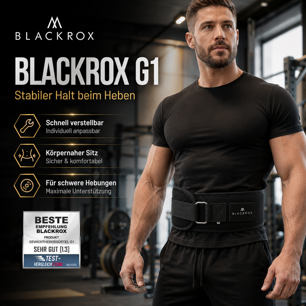 BLACKROX G1 Gewichthebergürtel – Kraftsport Trainingsgürtel – Verpackung