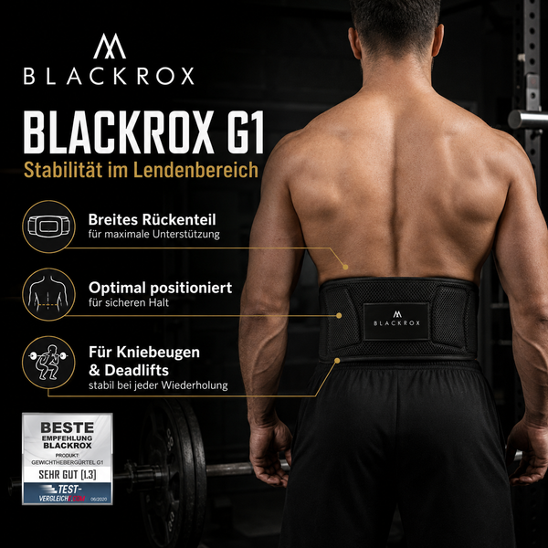 BLACKROX G1 Gewichthebergürtel – Kraftsport Trainingsgürtel – Im Training