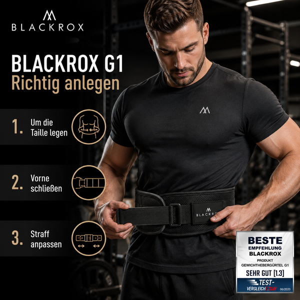 BLACKROX G1 Gewichthebergürtel – Kraftsport Trainingsgürtel – Detailansicht