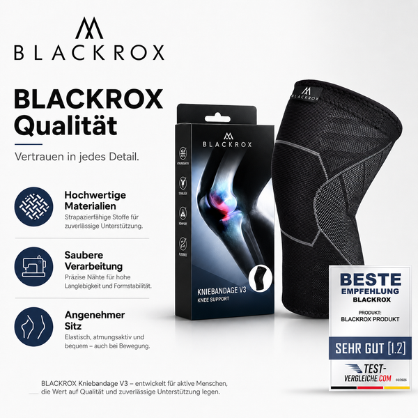 BLACKROX Kniebandage V3 Sport Fitness Krafttraining Kniestütze – Gesamtansicht