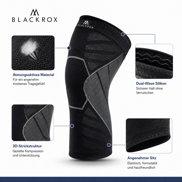BLACKROX Kniebandage V3 Sport Fitness Krafttraining Kniestütze – Material