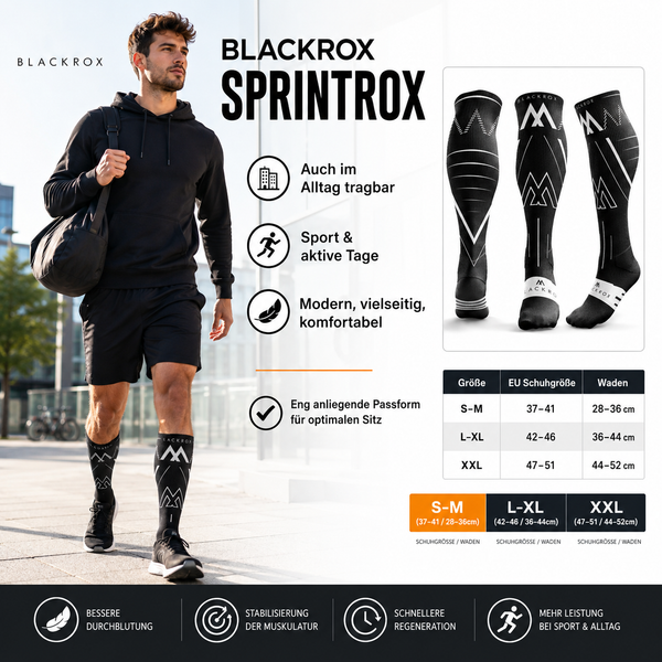 BLACKROX SPRINTROX Kompressionsstrümpfe Running Sport Marathon – Tragekomfort
