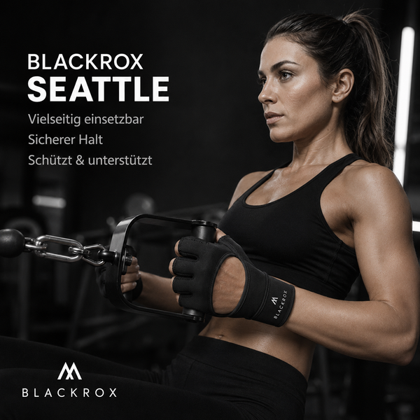 BLACKROX Seattle Fitnesshandschuhe – Trainingshandschuhe Gym – Am Kabelzug
