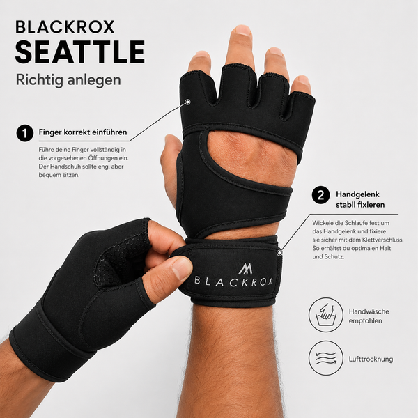 BLACKROX Seattle Fitnesshandschuhe – Trainingshandschuhe Gym – Anleitung & Pflege