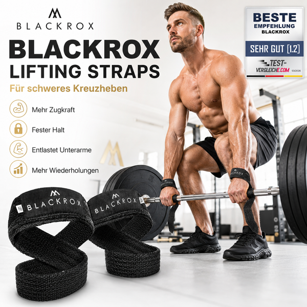 BLACKROX Zughilfen Lifting Straps Krafttraining Fitness Gym – Größenübersicht