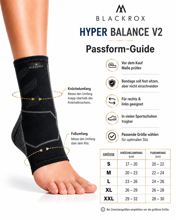 BLACKROX HYPER BALANCE V2 Sprunggelenkbandage Sport Fußgelenk – Tragekomfort