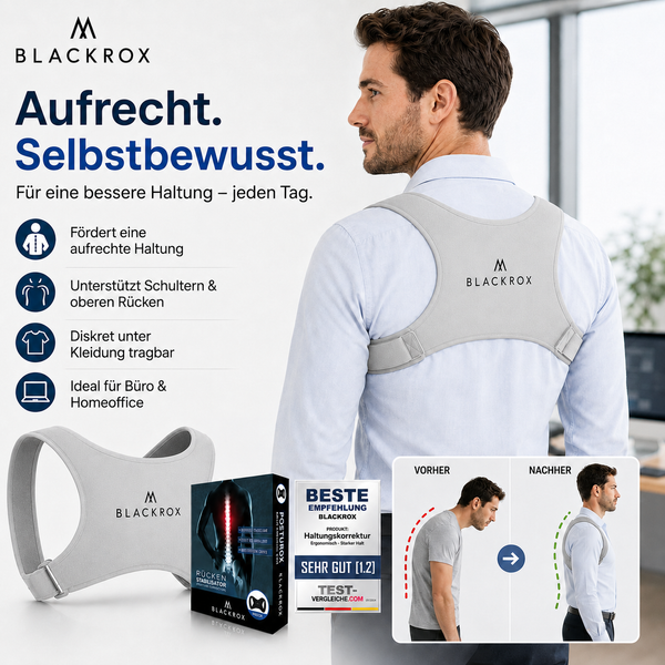 BLACKROX POSTUROX V1 Rücken-Geradehalter Grau Haltungskorrektur – Detailansicht