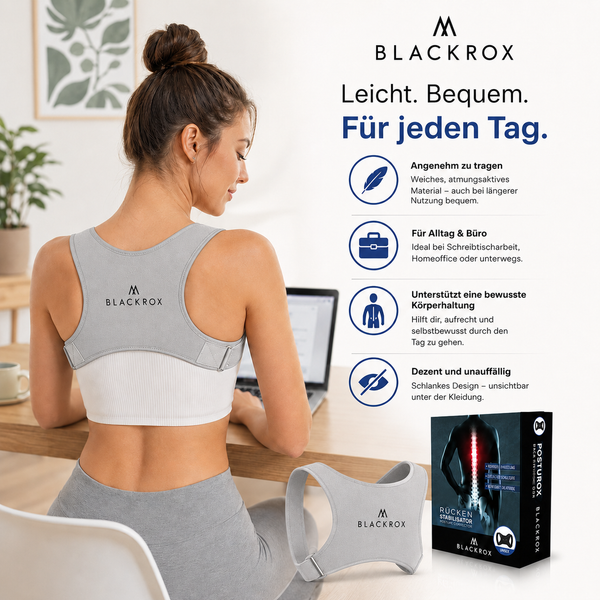 BLACKROX POSTUROX V1 Rücken-Geradehalter Grau Haltungskorrektur – Anwendung