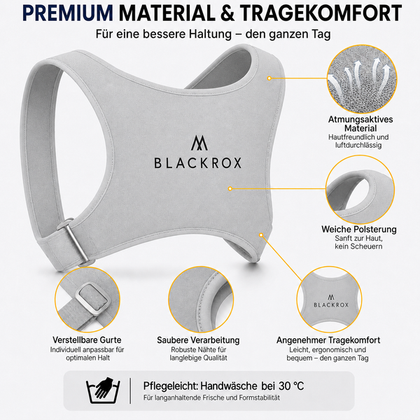 BLACKROX POSTUROX V1 Rücken-Geradehalter Grau Haltungskorrektur – Material