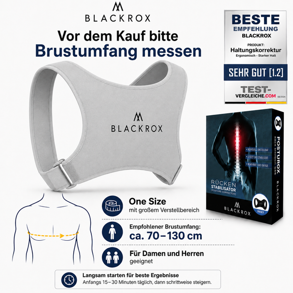 BLACKROX POSTUROX V1 Rücken-Geradehalter Grau Haltungskorrektur – Einsatzbereich