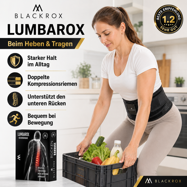 BLACKROX LUMBAROX Rückenbandage Lendenwirbel Lendenstütze Sport – Anwendung