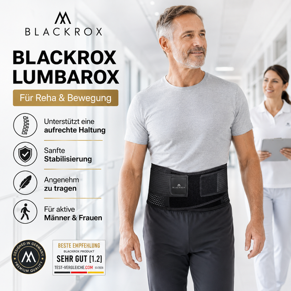 BLACKROX LUMBAROX Rückenbandage Lendenwirbel Lendenstütze Sport – Nahaufnahme