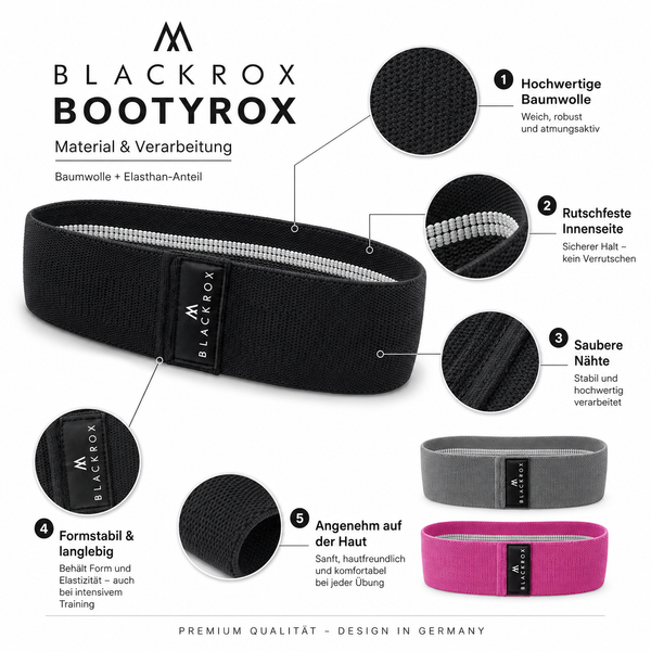 BLACKROX BOOTYROX Fitnessband Baumwolle Widerstandsband Po & Hüfte – Detailansicht