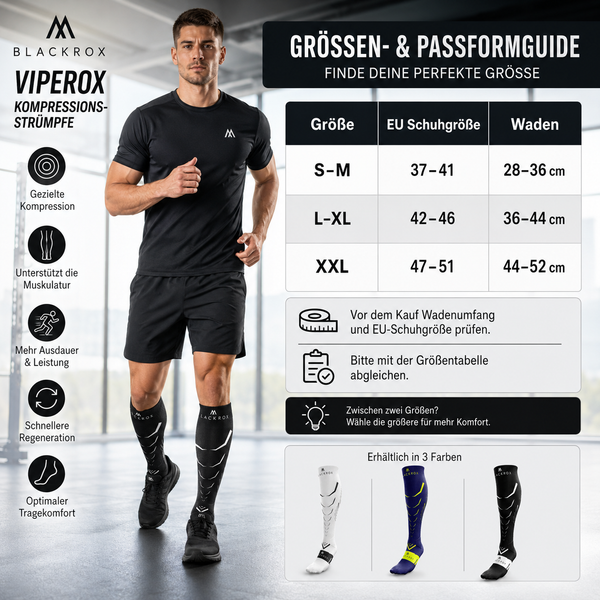 BLACKROX VIPEROX Kompressionsstrümpfe Laufen Regeneration Sport – Rückansicht