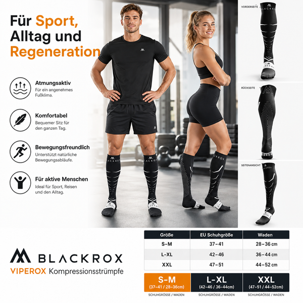 BLACKROX VIPEROX Kompressionsstrümpfe Laufen Regeneration Sport – Verpackung