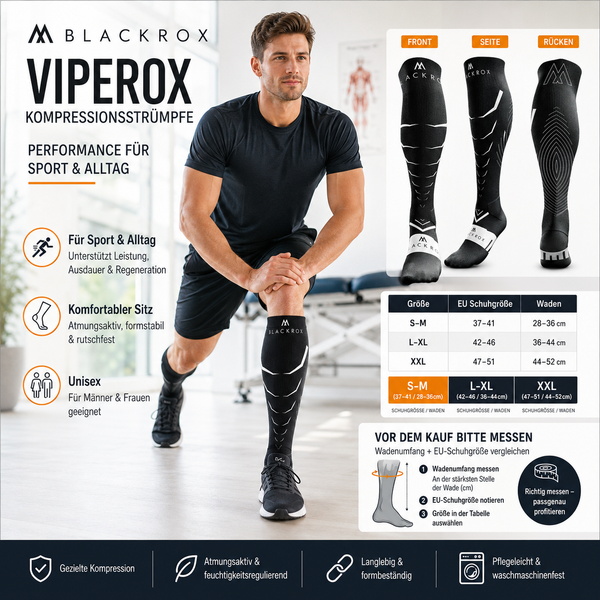 BLACKROX VIPEROX Kompressionsstrümpfe Laufen Regeneration Sport – Produktdetail