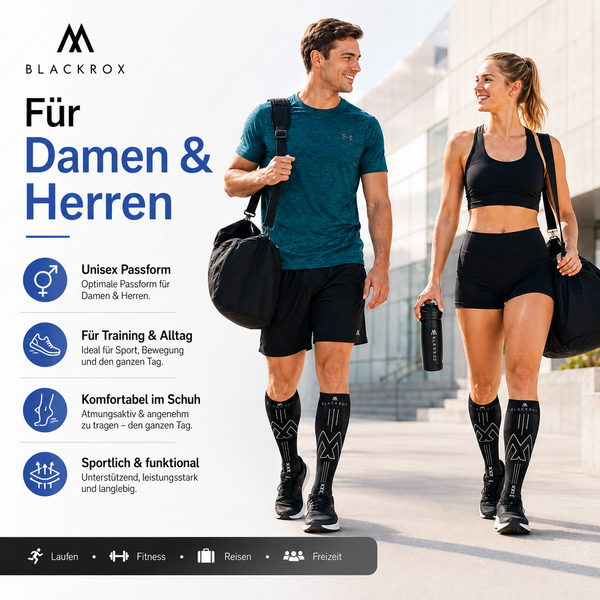 BLACKROX RUNNERROX Kompressionsstrümpfe Laufen Regeneration Sport – Größentabelle
