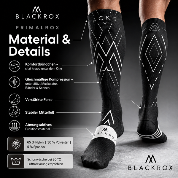 BLACKROX PRIMALROX Kompressionsstrümpfe Sport Laufen Fitness – Größentabelle