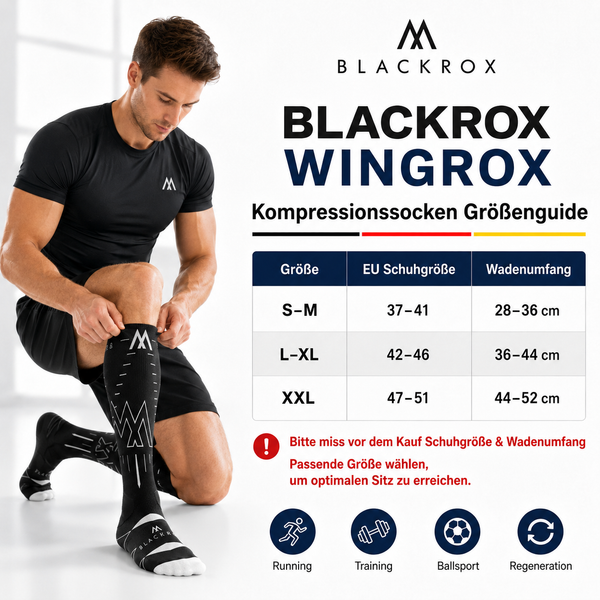 BLACKROX WINGROX Kompressionsstrümpfe Running Fitness Marathon – Tragekomfort
