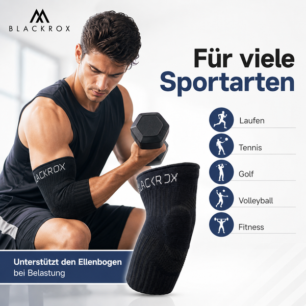 BLACKROX LUMIOROX Ellenbogenbandage Sport Ellenbogenstütze – Nahaufnahme