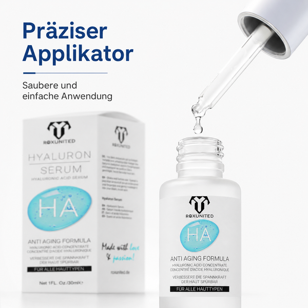 ROXUNITED Hyaluron Serum 30ml Gesicht Anti-Aging Feuchtigkeit – Anwendung