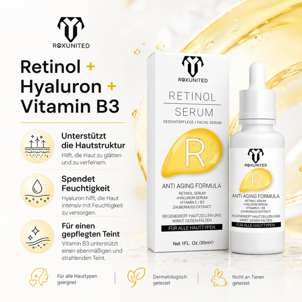 ROXUNITED Retinol Serum 30ml Gesicht Anti-Aging Hautpflege – Anwendung