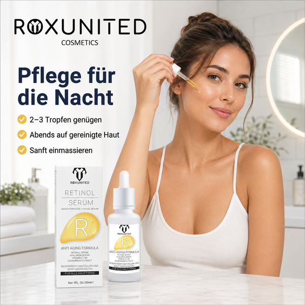 ROXUNITED Retinol Serum 30ml Gesicht Anti-Aging Hautpflege – Anti-Aging